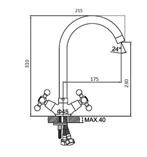 Смеситель для кухни D-Lin D153808-E на мойку хром - фото 2