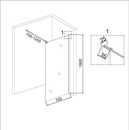 Душевая перегородка Niagara Eco NG-531-70 70х190 стекло прозрачное профиль хром