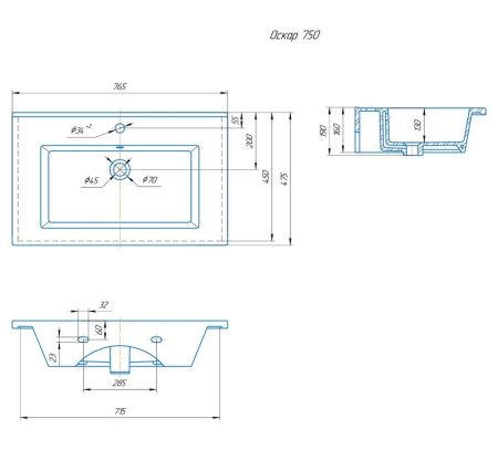 Раковина керамическая Onika Оскар 4640021062210 80х50 накладная цвет белый 1 отверстие под смеситель