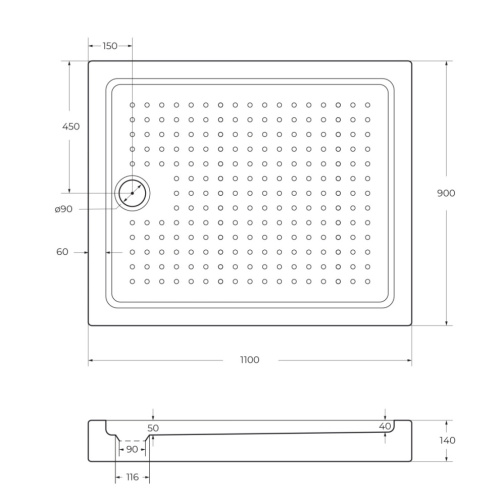 Душевой поддон Cezares TRAY-A-AH-110/90-15-W 110х90 акрил белый - фото 2