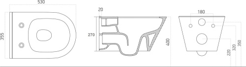 Чаша унитаза подвесная Logan 00288924 цвет белый без сиденья безободковая смыв - фото 2