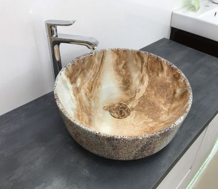 Раковина из сантехнического фаянса CeramaLux 499 40х40 накладная цвет многоцветный без отверстий под смеситель