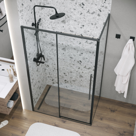 Боковая стенка Grossman Galaxy 200.K33.01.100.21.00 100x195 стекло прозрачное профиль черный матовый