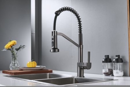 Смеситель для кухни Shevanik S963T на мойку оружейная сталь