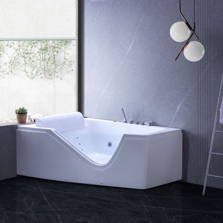 Ванна акриловая гидромассажная Gemy G9056 B L 170х130 пристенная асимметричная с каркасом