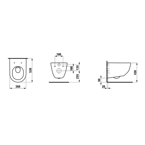Чаша унитаза подвесная Laufen Pro 8.2095.6.000.000.1 цвет белый без сиденья каскадный смыв - фото 2