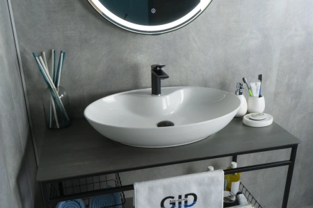 Раковина керамическая Gid Lago 51151 70х40 накладная цвет белый 1 отверстие под смеситель