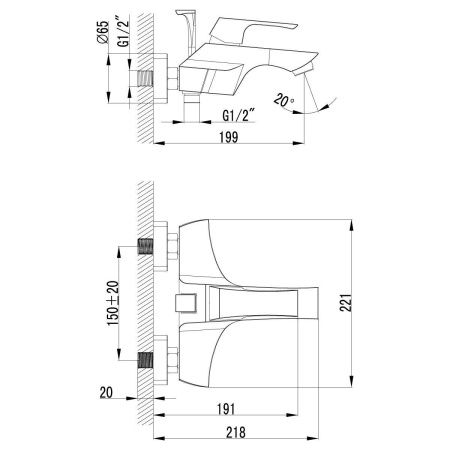 Смеситель для ванны LeMark Unit LM4502C настенный хром