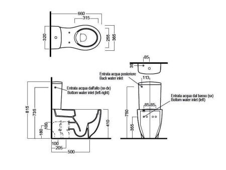 Чаша унитаза напольная Hatria LE FIABE Y1E801 цвет белый без сиденья безободковая каскадный смыв
