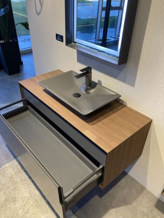 Тумба с раковиной Orka Craft 5001127 120х50 подвесная цвет черный/коричневый