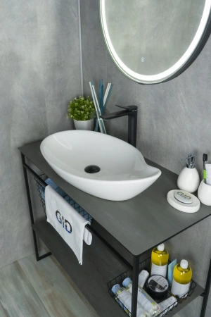 Раковина керамическая Gid Creativo 51116 70х40 накладная цвет белый без отверстий под смеситель