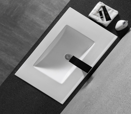 Раковина из санфаянса CeramaLux YJ803-70 71х41 встраиваемая цвет белый 1 отверстие под смеситель