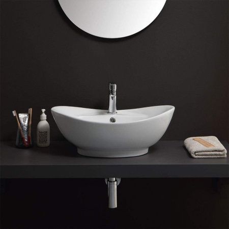 Раковина из сантехнического фарфора Bond Oval S15-590 60х40 накладная цвет белый 1 отверстие под смеситель