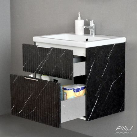 Тумба с раковиной Alavann Anna ALV1164000 60х50 подвесная цвет черный