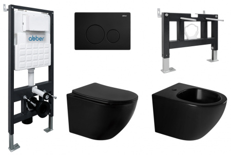 Комплект унитаз с инсталляцией с клавишей смыва ABBER Bequem AC1100MB-AC0105-AC0121MB-AC1150MB-AC0101P