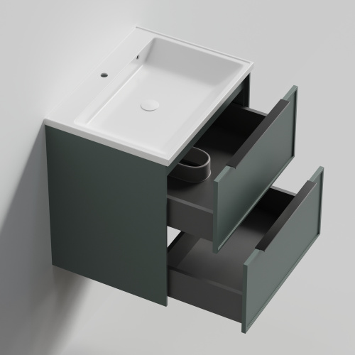 Тумба с раковиной La Fenice SIMPLA TWIN NFNC-01-SIM-G-100-2-3-100 101х63х47 подвесная цвет серо-зеленый - фото 2