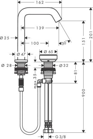 Смеситель Hansgrohe Tecturis S EcoSmart 73353000 на раковину хром