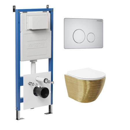 Инсталляция + кнопка смыва + унитаз Grossman Style 97.4455GWS.05.01M