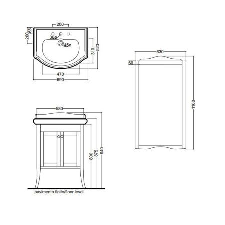 Тумба под раковину Kerasan Retro 735140 70х50 цвет коричневый