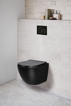 Унитаз подвесной Vincea Globo VT1-14SMB черный матовый с сиденьем микролифт безободковый душевой смыв