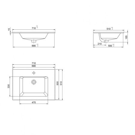 Тумба с раковиной Orka Moonlight 5003439 70х50 подвесная цвет черный