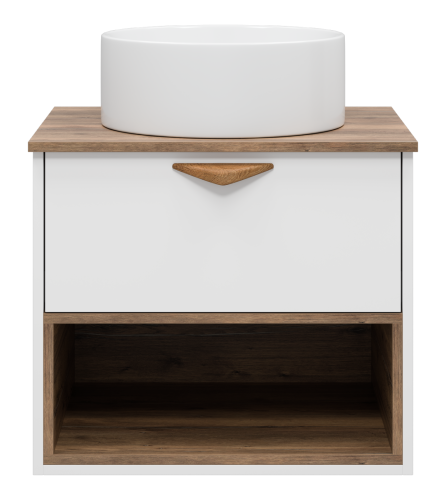 Тумба под раковину Brevita Bergen BER-07060-19-01-1Я 60х48х52 подвесная цвет белый/коричневый - фото 3