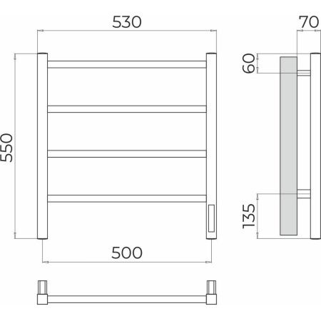 Полотенцесушитель электрический Terminus 4670078544421 55х55 хром