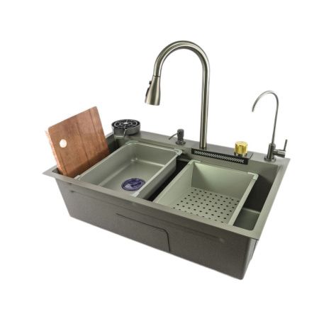 Кухонная мойка Fmark FSC003T 75х45 цвет серый поверхность матовая