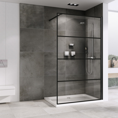 Душевая перегородка Abber Immer Offen AG65120B 120х200 стекло прозрачное профиль черный