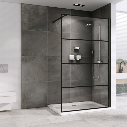 Душевая перегородка Abber Immer Offen AG65120B 120х200 стекло прозрачное профиль черный - фото 2