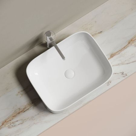 Раковина из сантехнического фарфора Ceramica Nova ELEMENT CN6052 50х40 накладная цвет белый без отверстий под смеситель