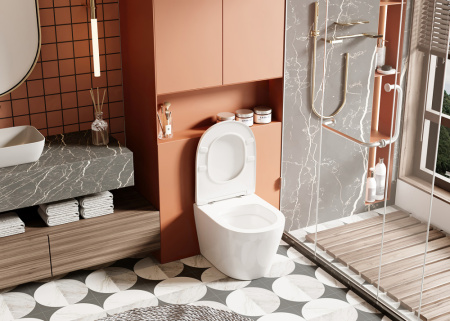 Унитаз приставной Abber Bequem AC1113 белый с сиденьем микролифт безободковый каскадный смыв