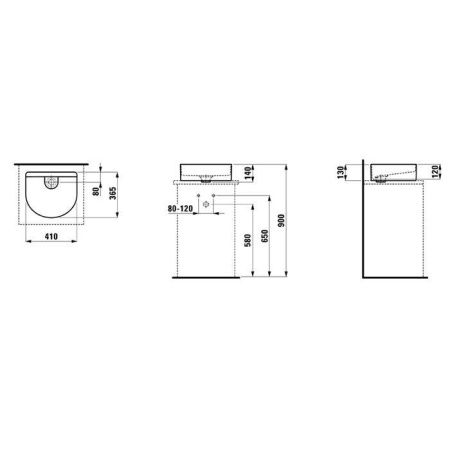 Раковина керамическая Laufen Sonar 8.1234.2.000.112.1 40 см накладная цвет белый без отверстий под смеситель