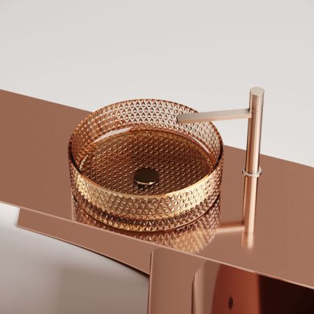 Раковина стеклянная Ceramica Nova CRISTAL CN6058 40х40 накладная цвет бежевый без отверстий под смеситель