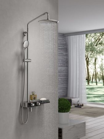 Душевая стойка LeMark Tropic LM7009C настенная цвет черный/хром с термостатом