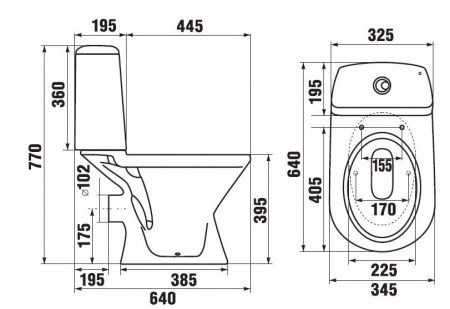 Унитаз-компакт напольный с бачком Jika Era 8245320002429 белый без сиденья каскадный смыв