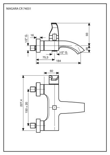 Смеситель Emmevi Niagara 74031/CR настенный хром - фото 2