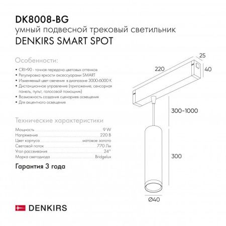 Трековый светильник Denkirs Smart Spot (Смарт Спот) DK8008-BG