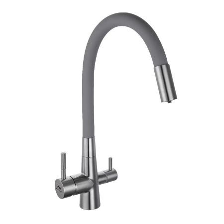 Смеситель для кухни Fashun A54029-12 на мойку серый/сатин