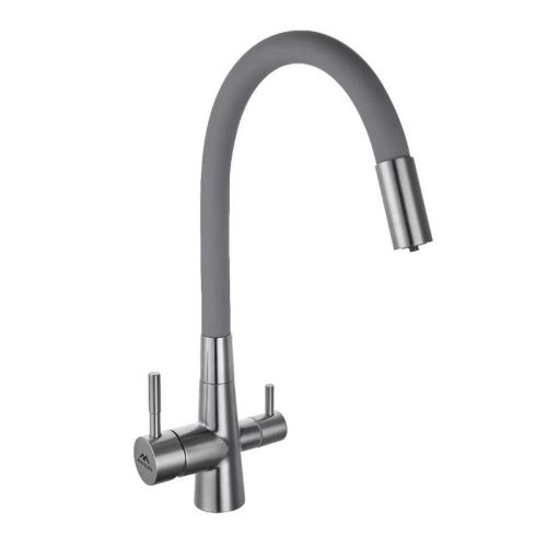 Смеситель для кухни Fashun A54029-12 на мойку серый/сатин - фото 2