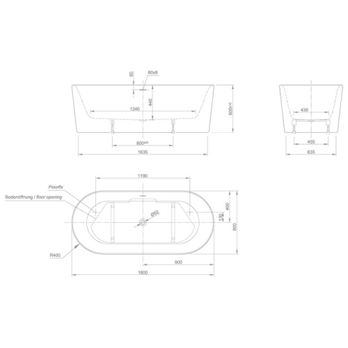 Ванна акриловая Knief Fresh 0100-230 180х80 встраиваемая прямоугольная - фото 2 Ванна акриловая Knief Fresh 0100-230 180х80 встраиваемая прямоугольная - фото 2
