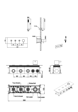 Смеситель для душа Boheme Fusion 130-SYS-GM встраиваемый в стену графит