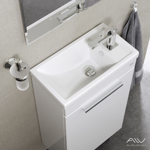 Тумба с раковиной Alavann Azzoro 45 ALV0967000 напольная белая с полками - фото 3
