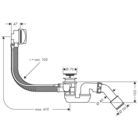 Слив-перелив для ванны Hansgrohe Flexaplus S 58143000 хром