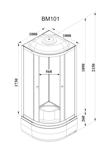 Душевая кабина Parly Bianco BM101 100х100 четверть круга - фото 4