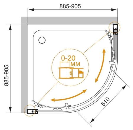 Душевой уголок Cezares MOMENTO MOMENTO-R-2-90-C-Cr 90х90 стекло прозрачное профиль хром без поддона