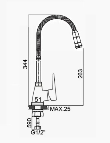 Смеситель для кухни D-Lin D150362-Q на мойку хром - фото 2