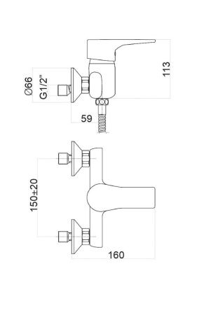 Смеситель для ванны и душа Fiore 73CR7311 настенный хром