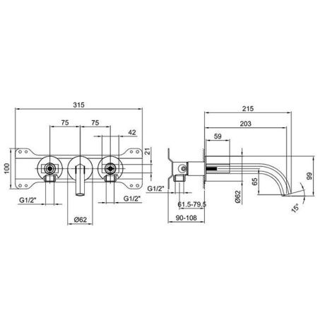 Смеситель для раковины Fantini I Balocchi 29 02 N413SB встраиваемый в стену хром