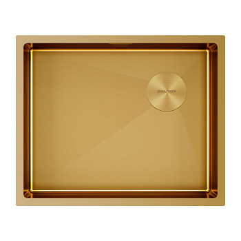 Кухонная мойка Paulmark NEXT-SKEW 54 UNI PM885444-BG 54х44 цвет брашированное золото поверхность матовая